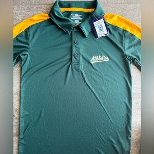 Green and Yellow collar A's athletics Men's Shirt